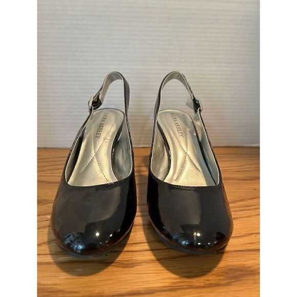Laura Ashley Heels Womens 7M Faith Casual Slingback Pumps Black Faux Leather - Picture 2 of 11